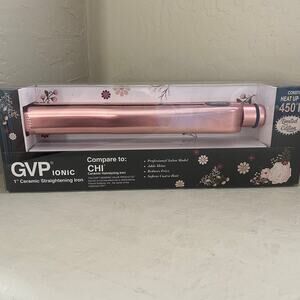 NIB GVP Ionic Ceramic 1" Hair Straightener Flat Iron Hair Tool Pink Chrome